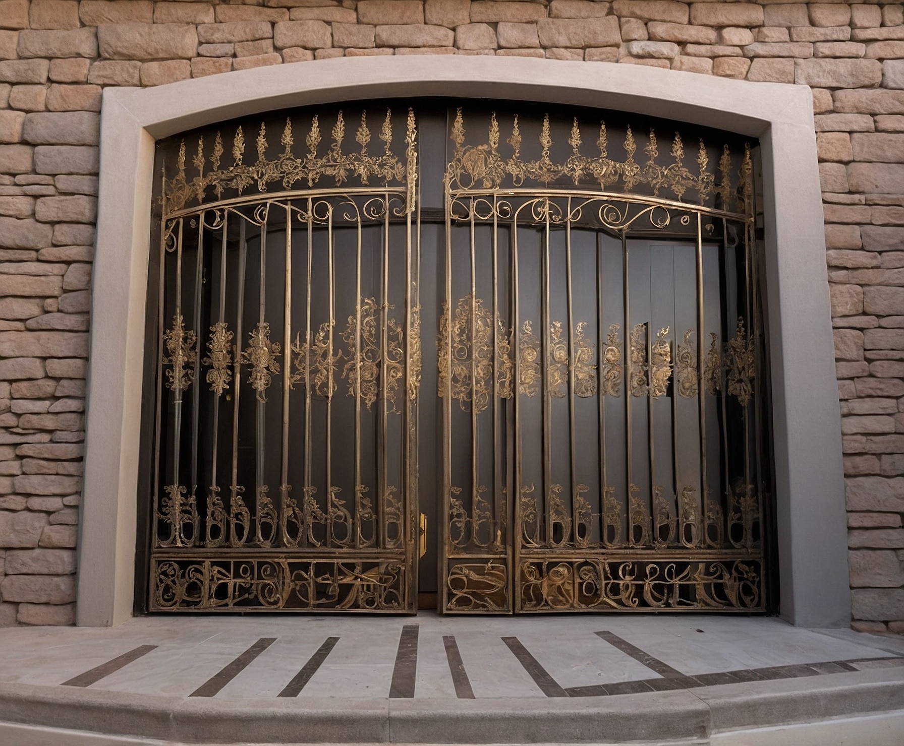 Portón de hierro forjado elegante y lujoso